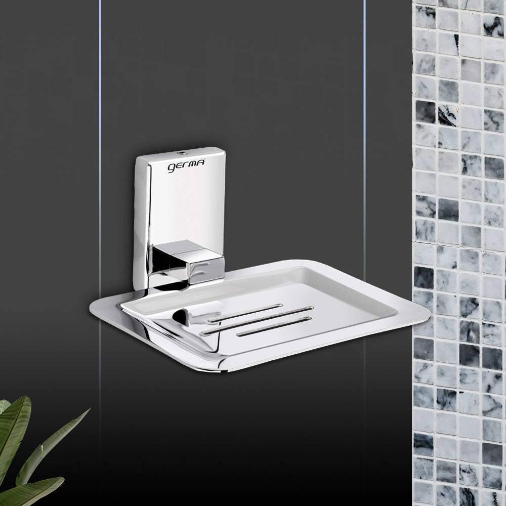 Germa Sanitarywares 304 Stainless Steel Soap Dish Holder for Bathroom | Soap Stand for Wash Room | Soap Case | Bathroom Accessories (Chrome)