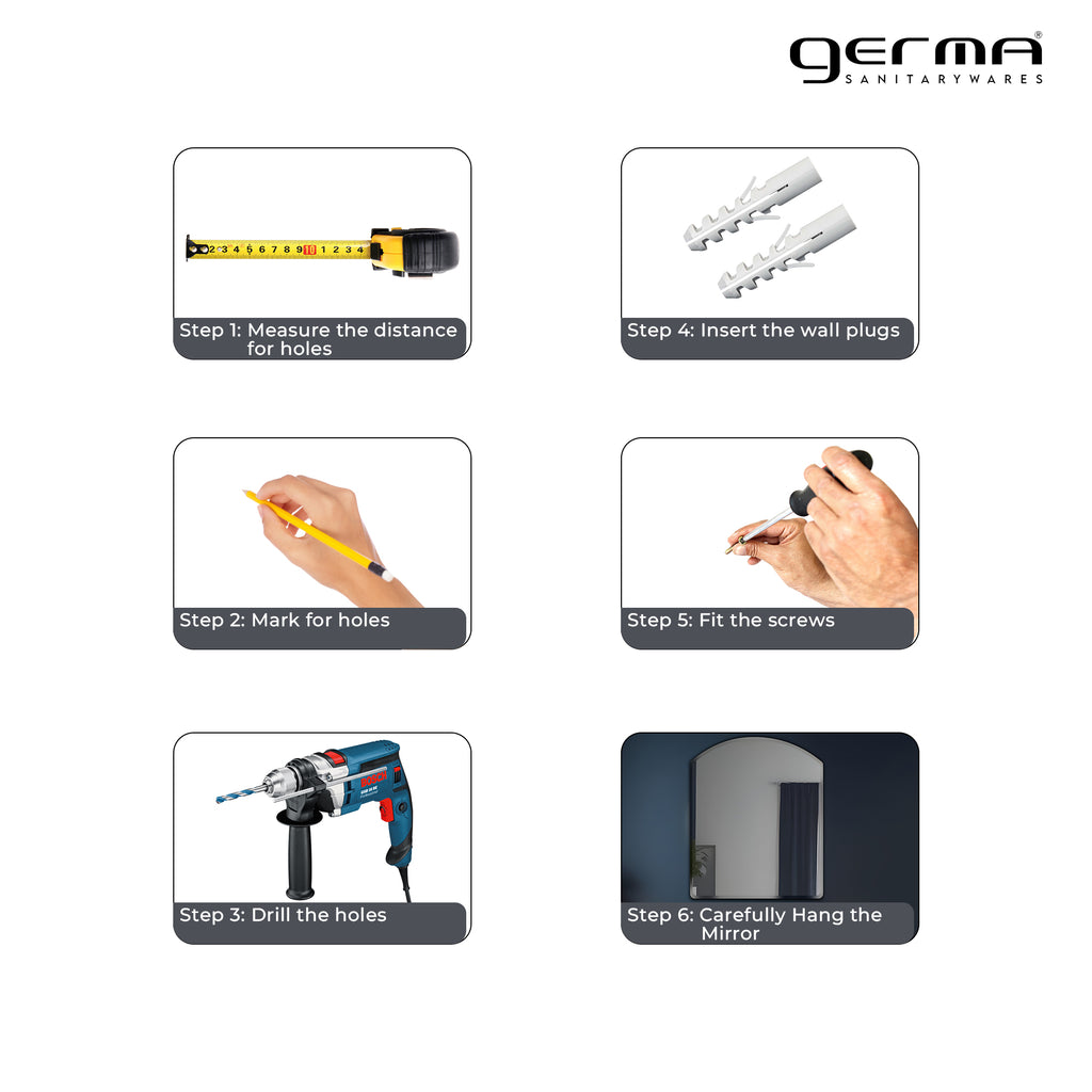 Germa Semi-Round Rectangular Wall Mounted Frameless Mirror with Beveled Edges/Wall Mirror for Bathroom/Living Room/Bed Room/Dressing Room – 18x24inch