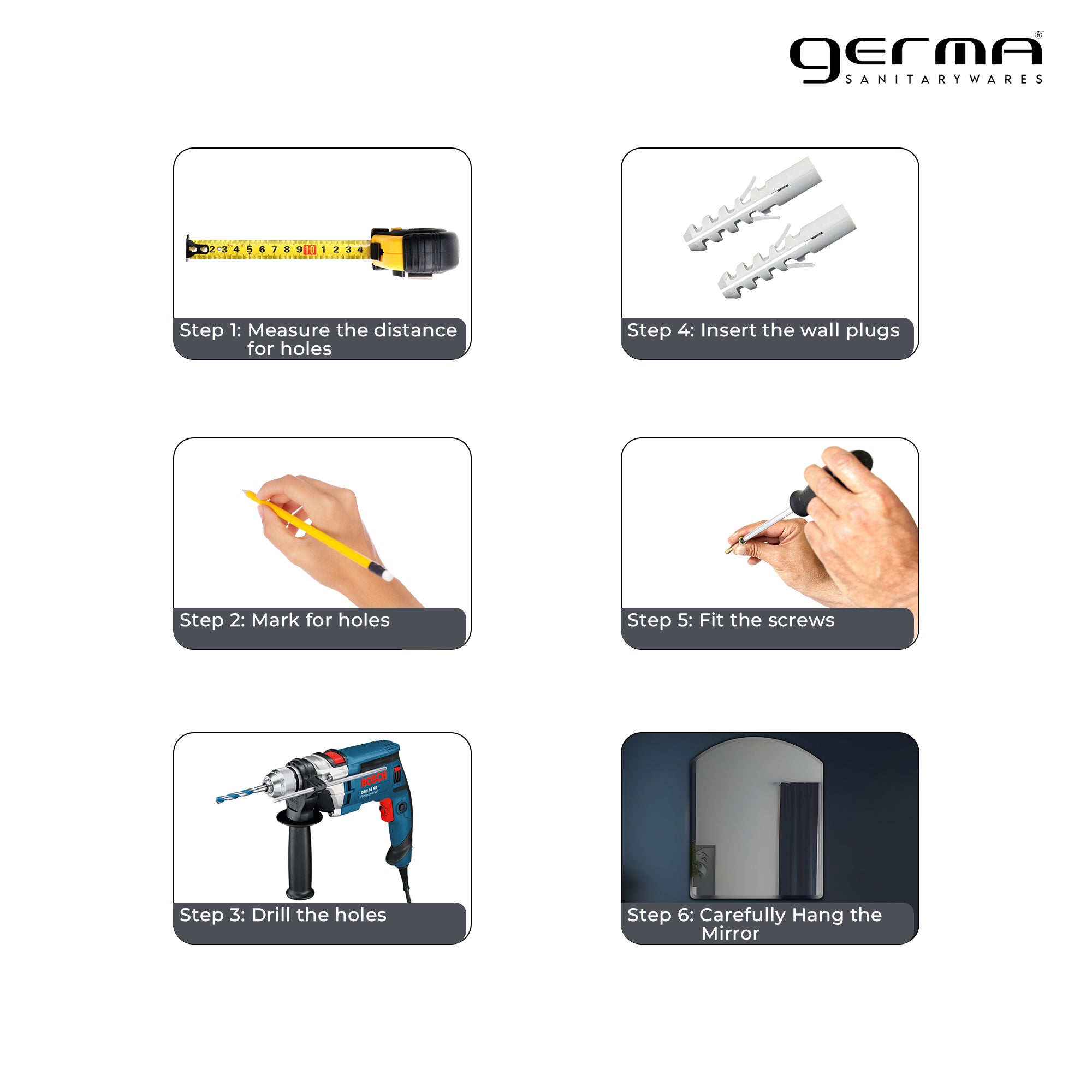 Germa Semi-Round Rectangular Wall Mounted Frameless Mirror with Beveled Edges/Wall Mirror for Bathroom/Living Room/Bed Room/Dressing Room – 18x24inch