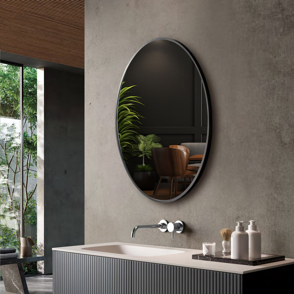 Aluminum Frame Mirror - Oval Shape 70cm x 50cm
