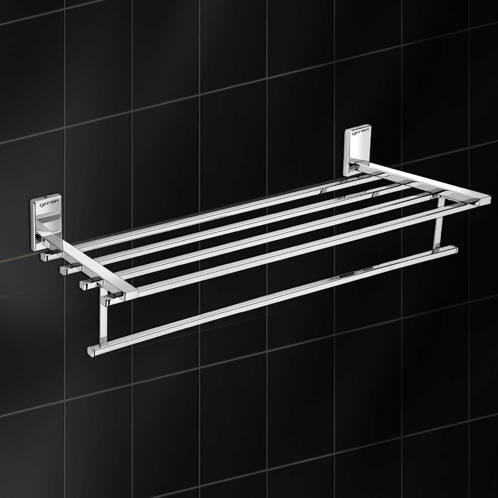 Germa Sanitarywares 304 Stainless Steel Towel Rack for Bathroom | Towel Stand for Wash Room | Towel Hanger | Bathroom Accessories (Chrome)