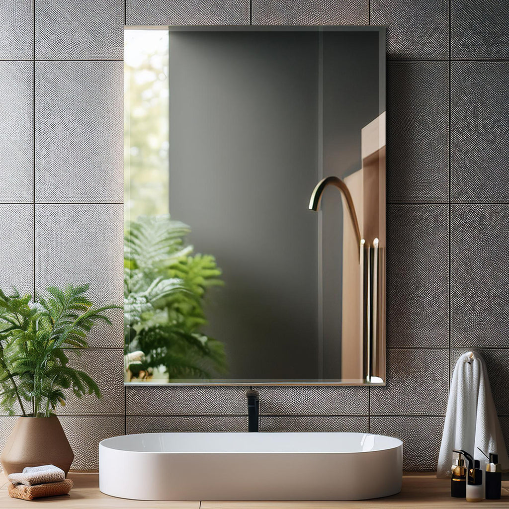 Germa Rectangular Wall Mounted Frameless Mirror with Beveled Edges/Wall Mirror for Bathroom/Living Room/Bed Room/Dressing Room (18x24inch)