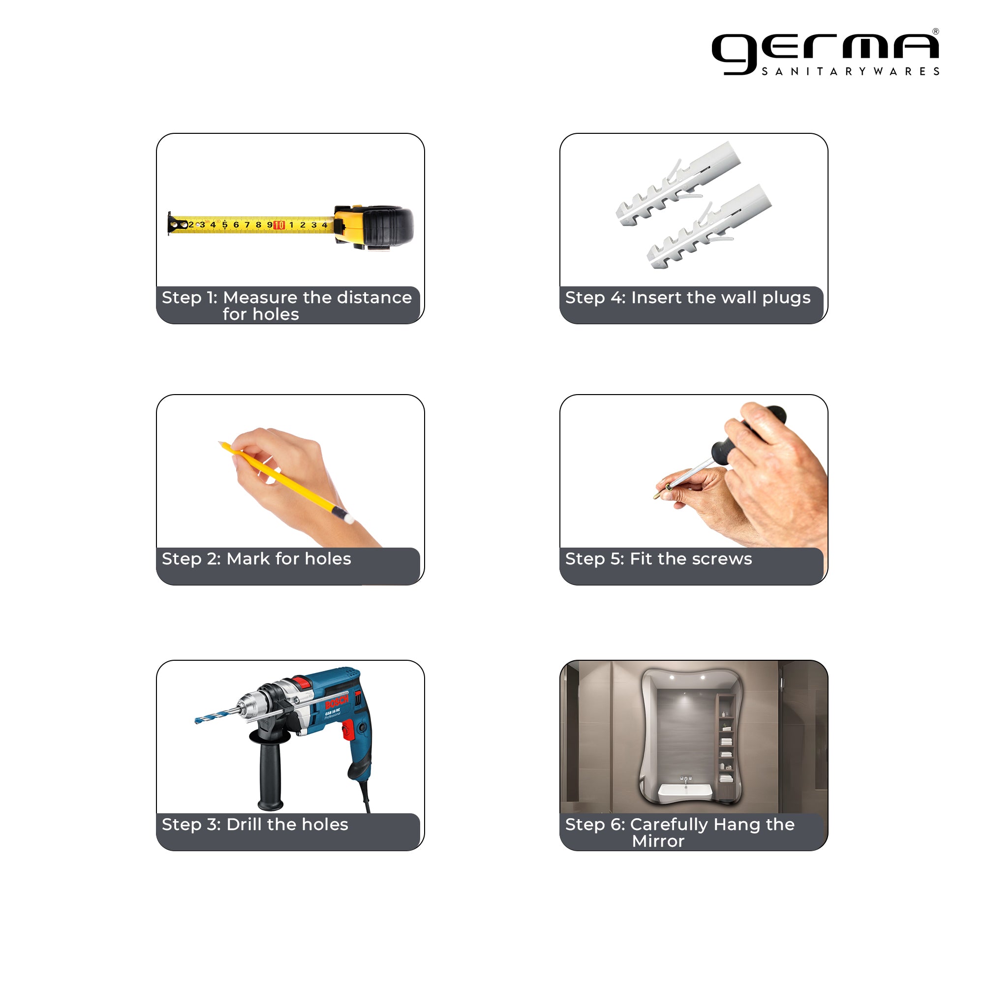 Germa Sanitarywares Amoeba Shape Designer Wall Mounted Frameless Mirror with Beveled Edges/Wall Mirror for Bathroom/Living Room/Bed Room/Dressing Room – 18x24inch