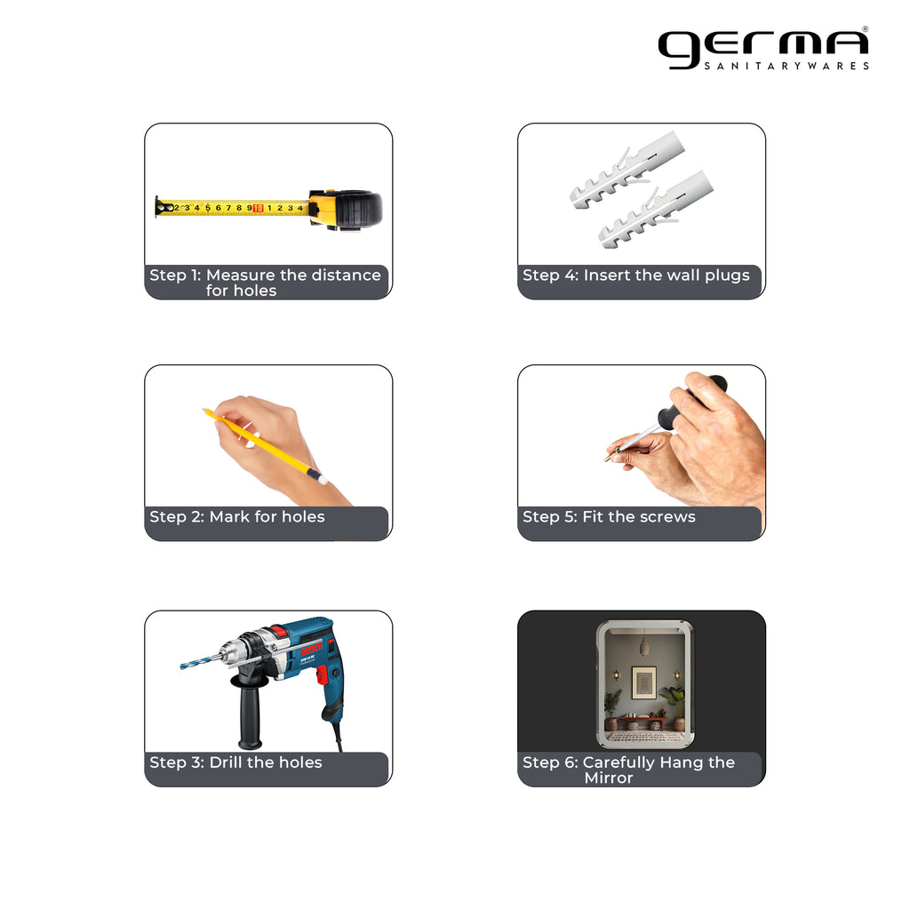 Germa Curve Edge Rectangular Frosted Wall Mounted Frameless Mirror with Beveled Edges/Wall Mirror for Bathroom/Living Room/Bed Room/Dressing Room (18x24Inch)