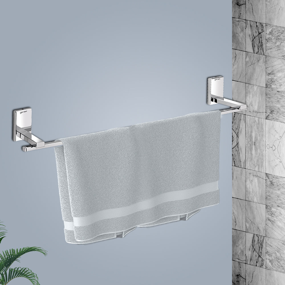 Germa Sanitarywares 304 Stainless Steel Towel Hanger for Bathroom | Towel Rail for Wash Room | Towel Rod | Towel Bar | Bathroom Accessories (Chrome)