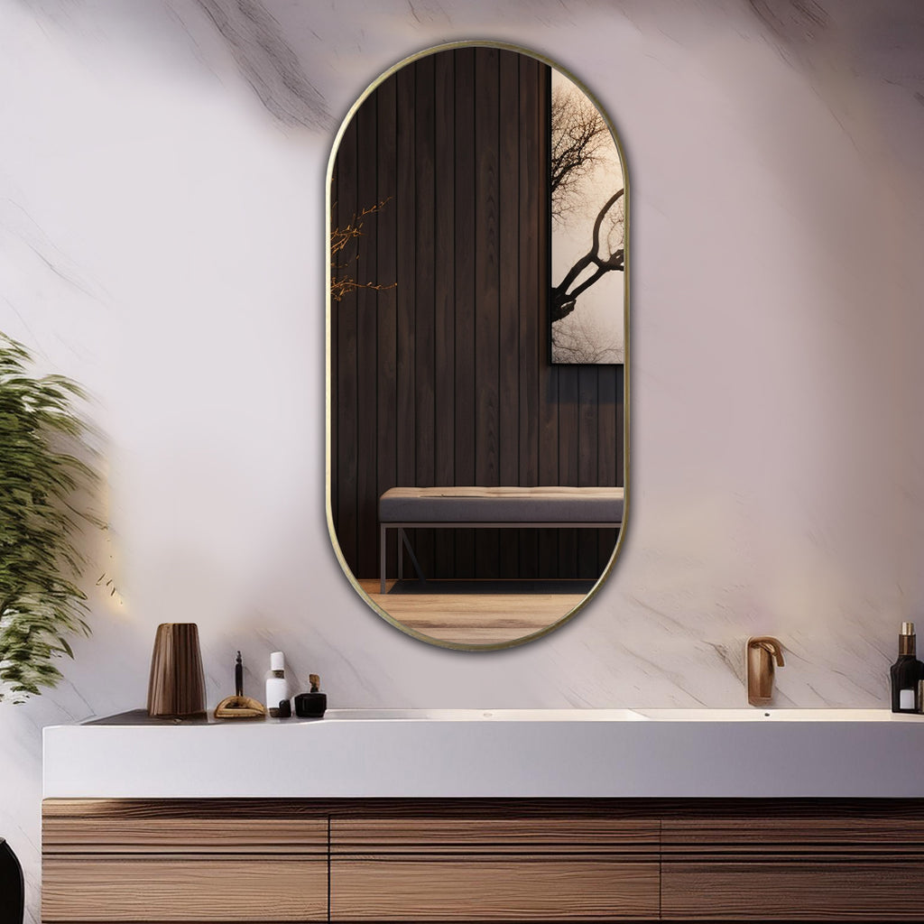 Aluminum Frame Mirror - Capsule Shape 90cm x 45cm