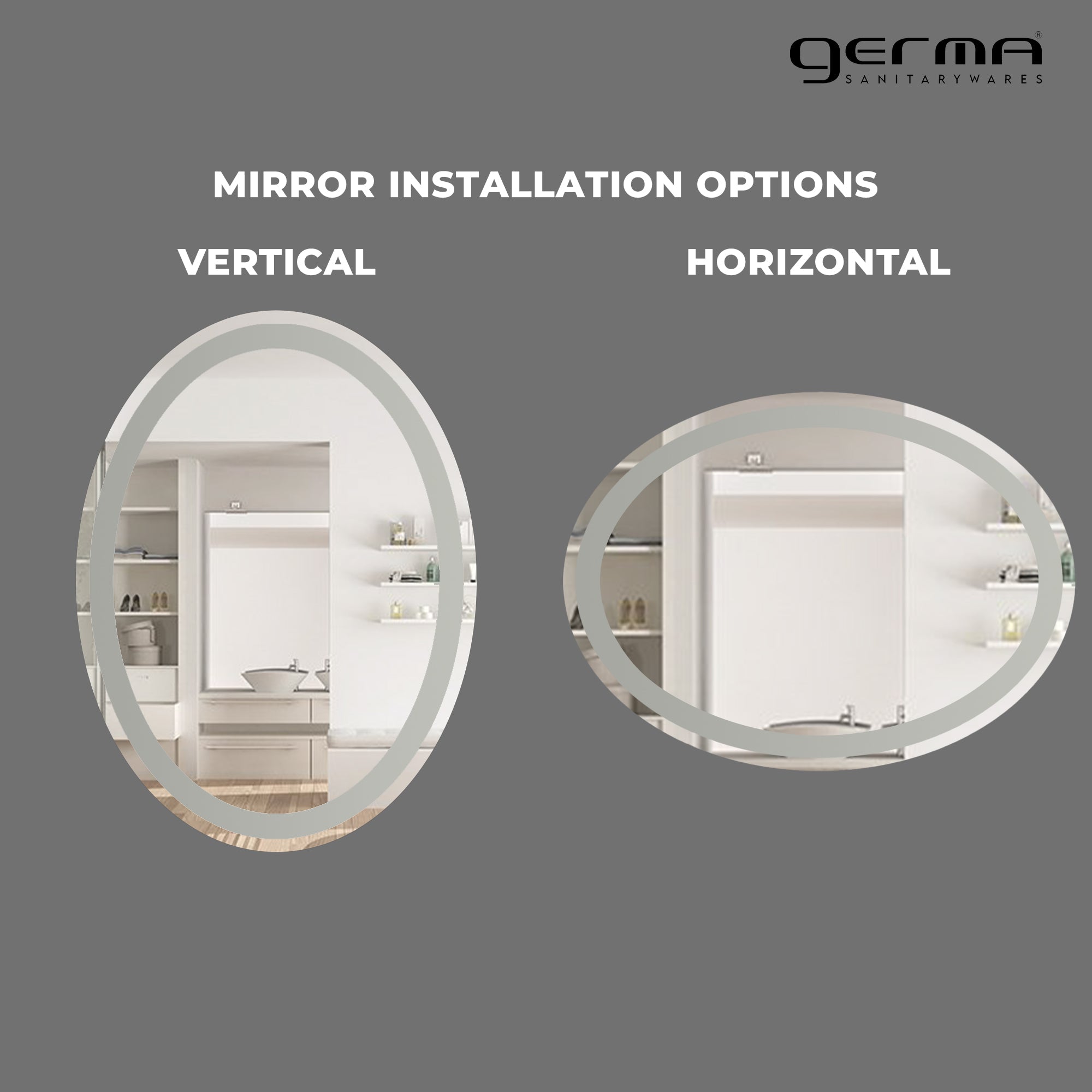 Germa Oval Shape Frosted Wall Mounted Frameless Mirror with Beveled Edges/Wall Mirror for Bathroom/Living Room/Bed Room/Dressing Room (18x24inch)