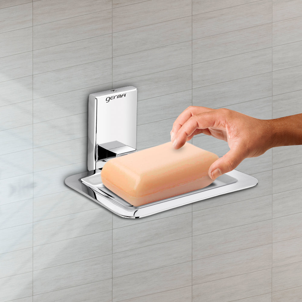 Germa Sanitarywares 304 Stainless Steel Soap Dish Holder for Bathroom | Soap Stand for Wash Room | Soap Case | Bathroom Accessories (Chrome)