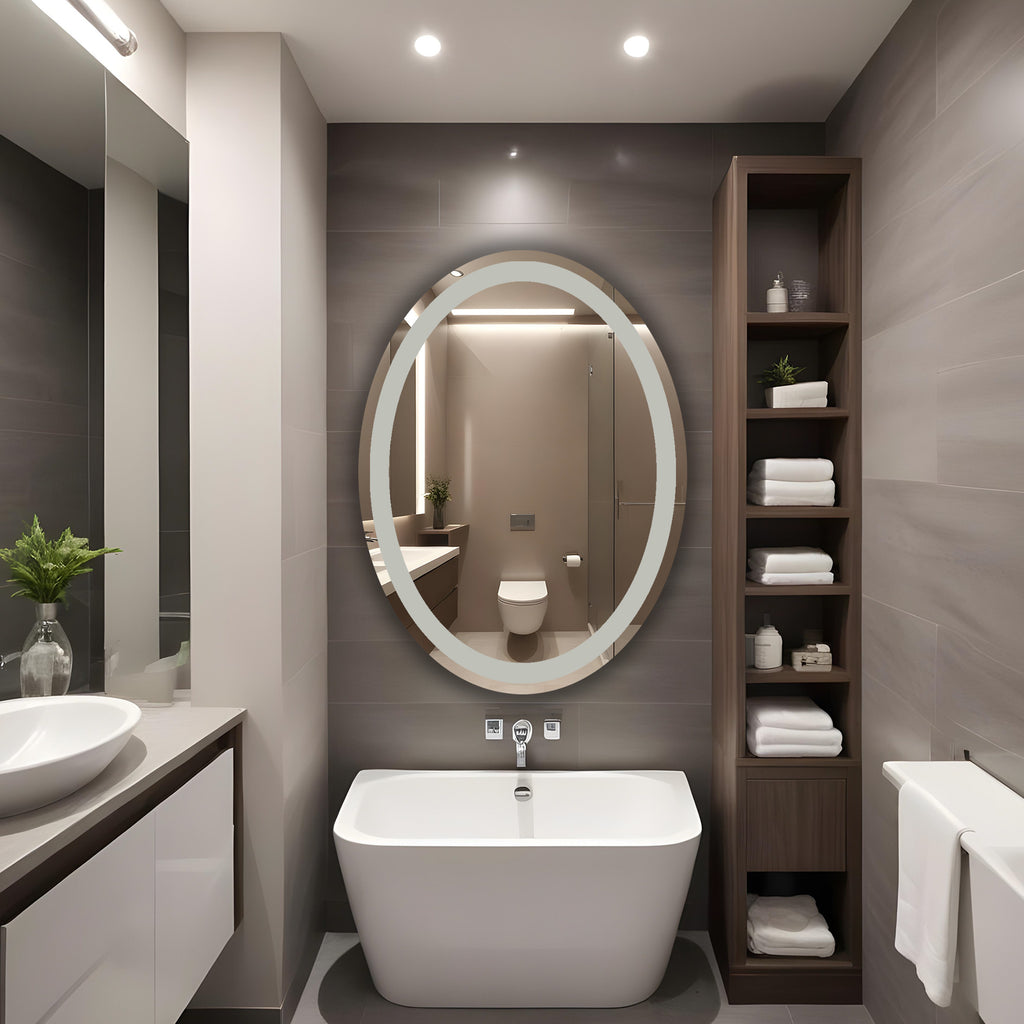 Germa Oval Shape Frosted Wall Mounted Frameless Mirror with Beveled Edges/Wall Mirror for Bathroom/Living Room/Bed Room/Dressing Room (18x24inch)