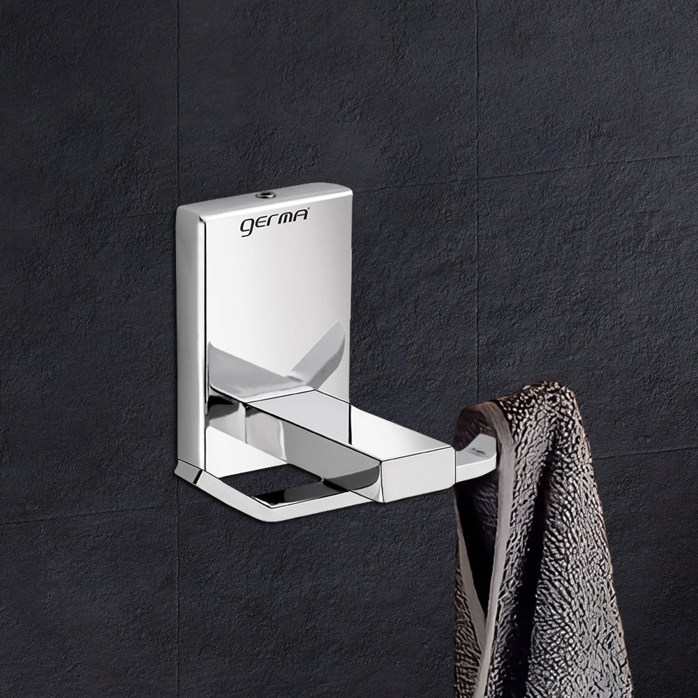 Germa Sanitarywares 304 Stainless Steel Robe Hook for Bathroom | Double Side Cloth Hook Stand Holder| Cloth and Towel Hanger | Robe Hook| Bathroom Accessories (Chrome)