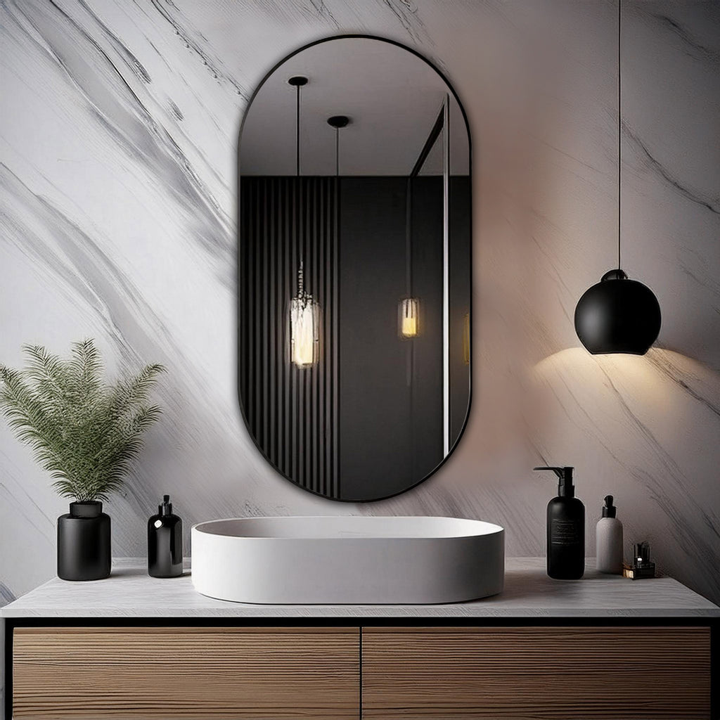 Aluminum Frame Mirror - Capsule Shape 90cm x 45cm