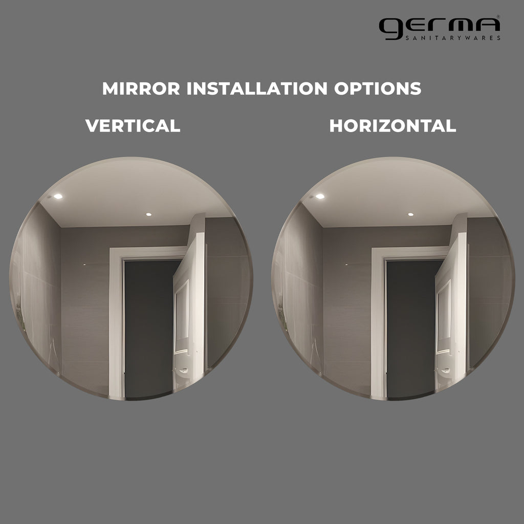 Germa Sanitarywares Round Wall Mounted Frameless Mirror with Beveled Edges/Wall Mirror for Bathroom/Living Room/Bed Room/Dressing Room – 24x24inch
