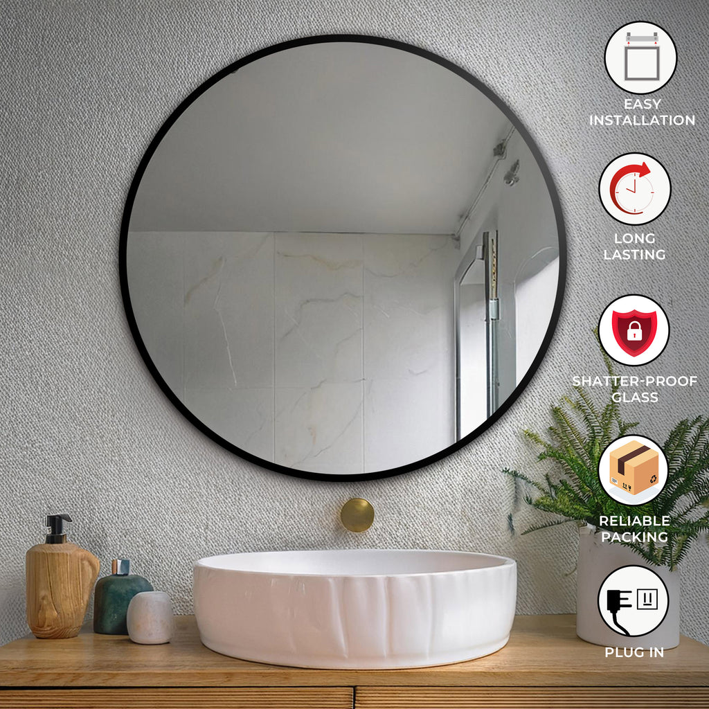 Aluminum Frame Mirror - Round Shape 50cm x 50cm