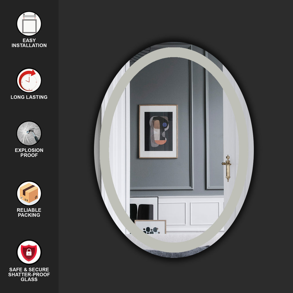 Germa Oval Shape Frosted Wall Mounted Frameless Mirror with Beveled Edges/Wall Mirror for Bathroom/Living Room/Bed Room/Dressing Room (18x24inch)