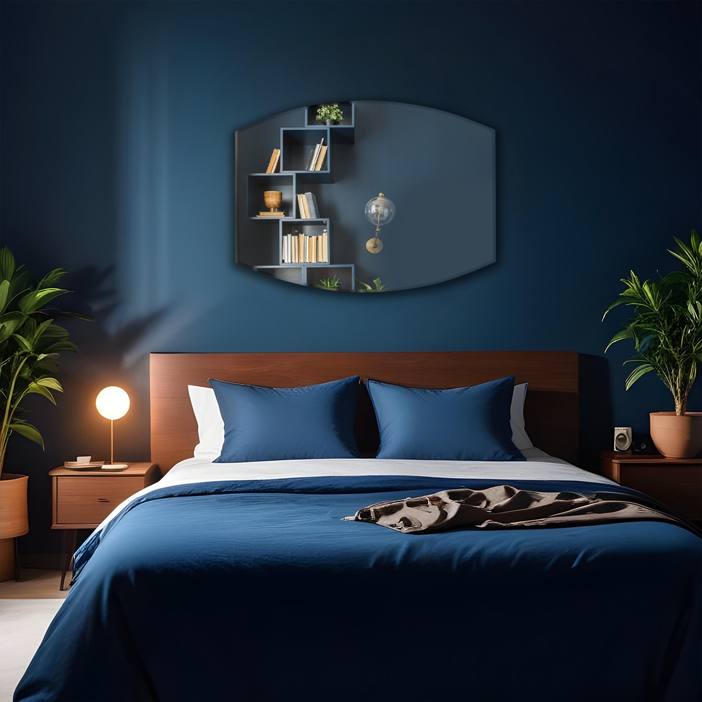 Germa Semi-Oval Rectangular Wall Mounted Frameless Mirror with Beveled Edges/Wall Mirror for Bathroom/Living Room/Bed Room/Dressing Room – 18x24inch