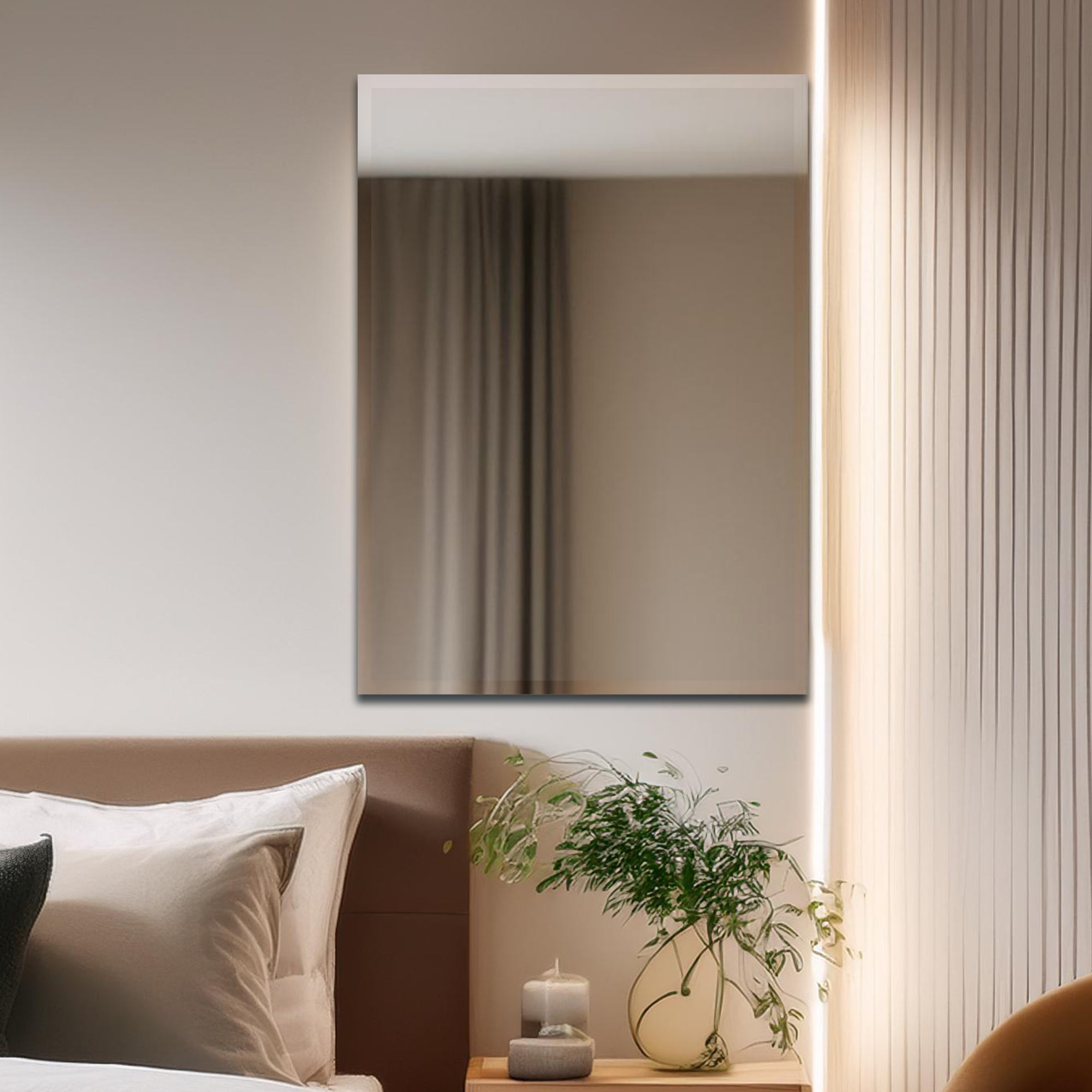 Germa Rectangular Wall Mounted Frameless Mirror with Beveled Edges/Wall Mirror for Bathroom/Living Room/Bed Room/Dressing Room (18x24inch)