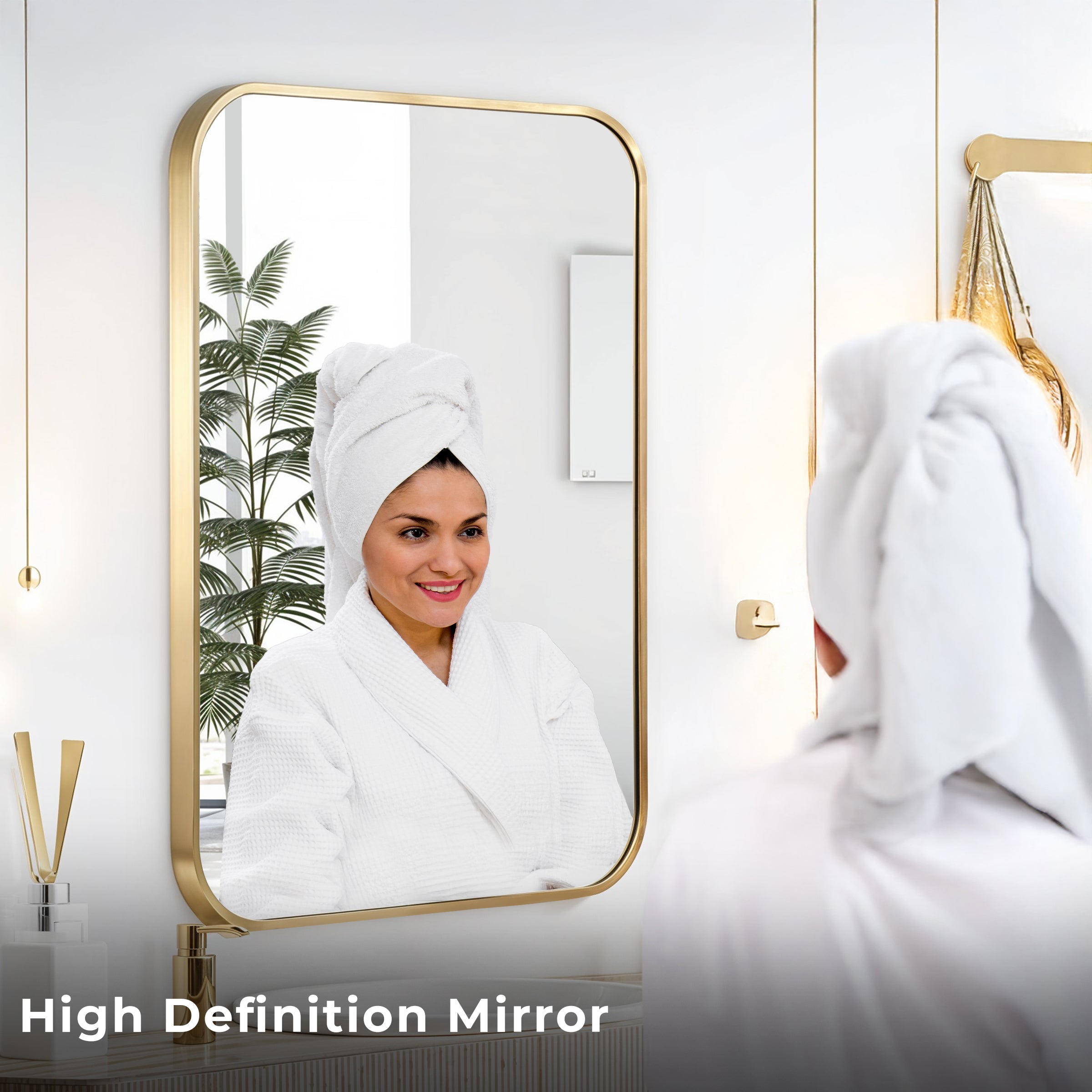 Germa Aluminium Brushed Framed Mirror for Bathroom | Wall Mounted Shatter Proof | Decorative HD Vanity Mirror for Bathroom | Living | Bed Room | Rectangle Shape 18x24 Inch