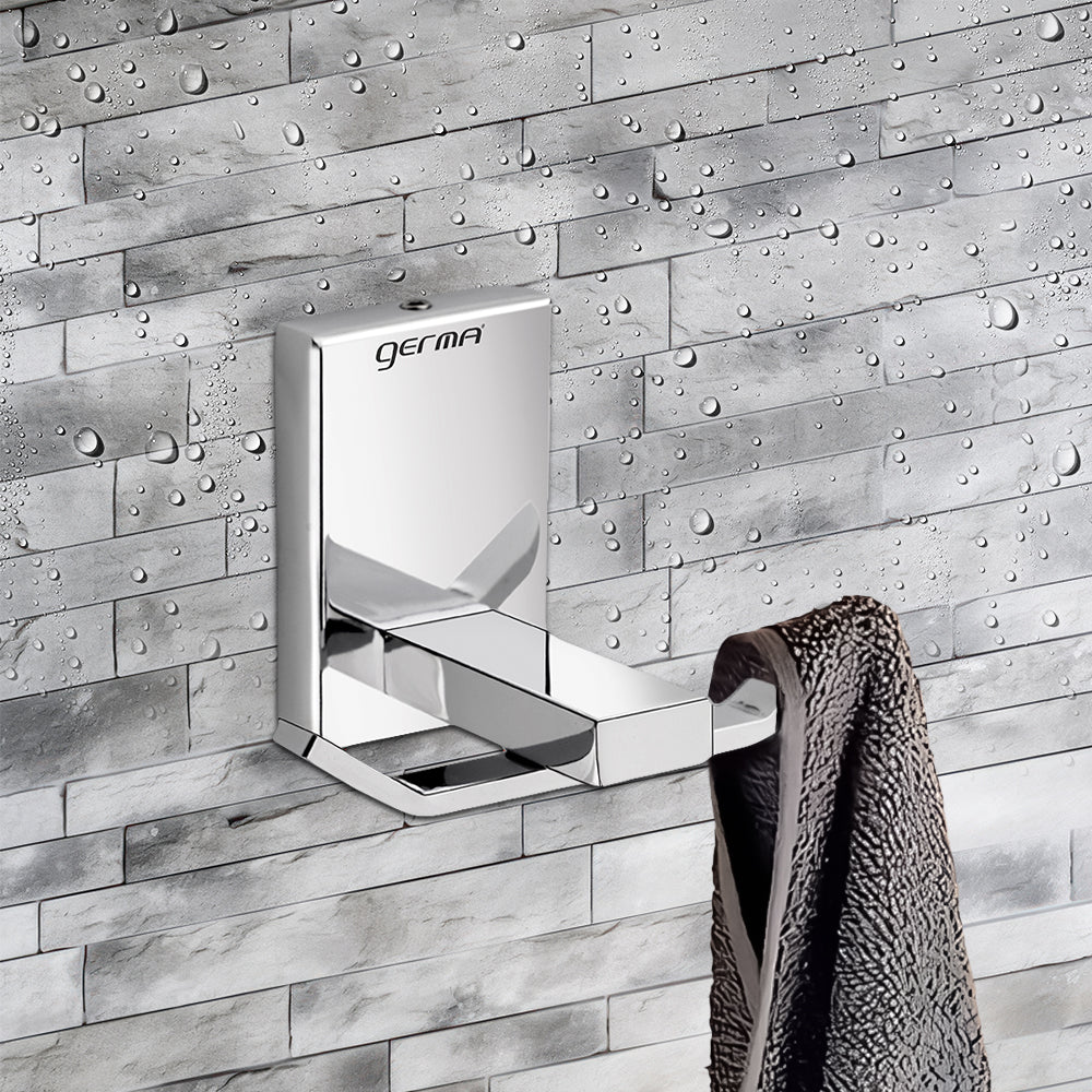 Germa Sanitarywares 304 Stainless Steel Robe Hook for Bathroom | Double Side Cloth Hook Stand Holder| Cloth and Towel Hanger | Robe Hook| Bathroom Accessories (Chrome)