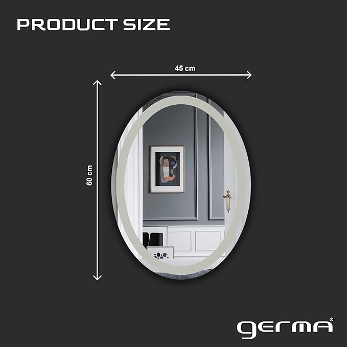 Germa Oval Shape Frosted Wall Mounted Frameless Mirror with Beveled Edges/Wall Mirror for Bathroom/Living Room/Bed Room/Dressing Room (18x24inch)