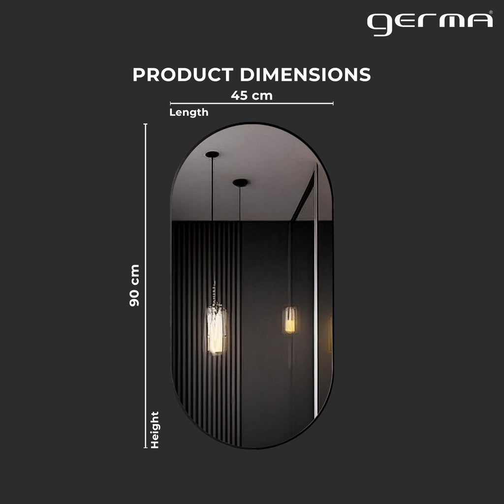 Aluminum Frame Mirror - Capsule Shape 90cm x 45cm