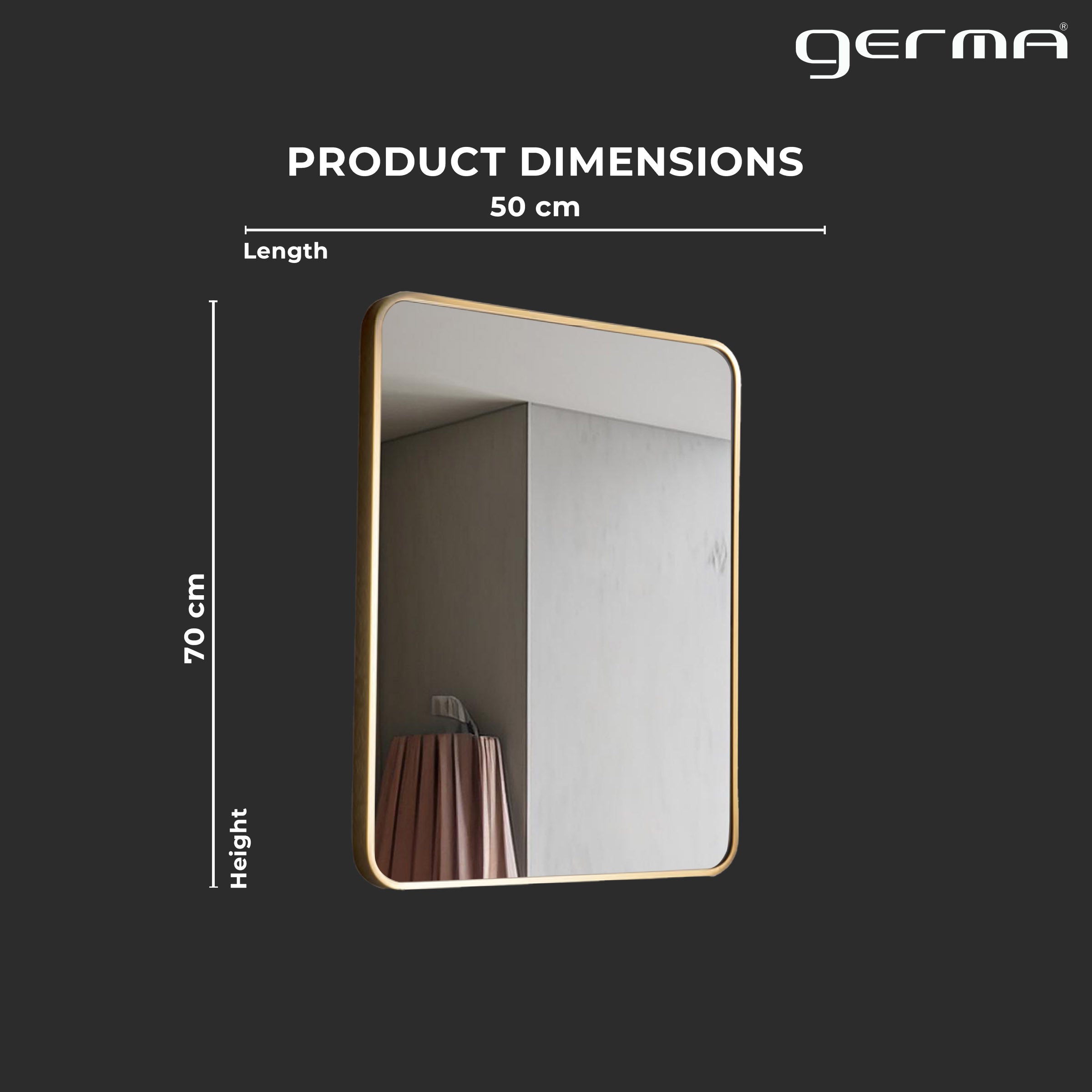 Aluminum Frame Mirror - Rectangle Shape 70cm x 50cm
