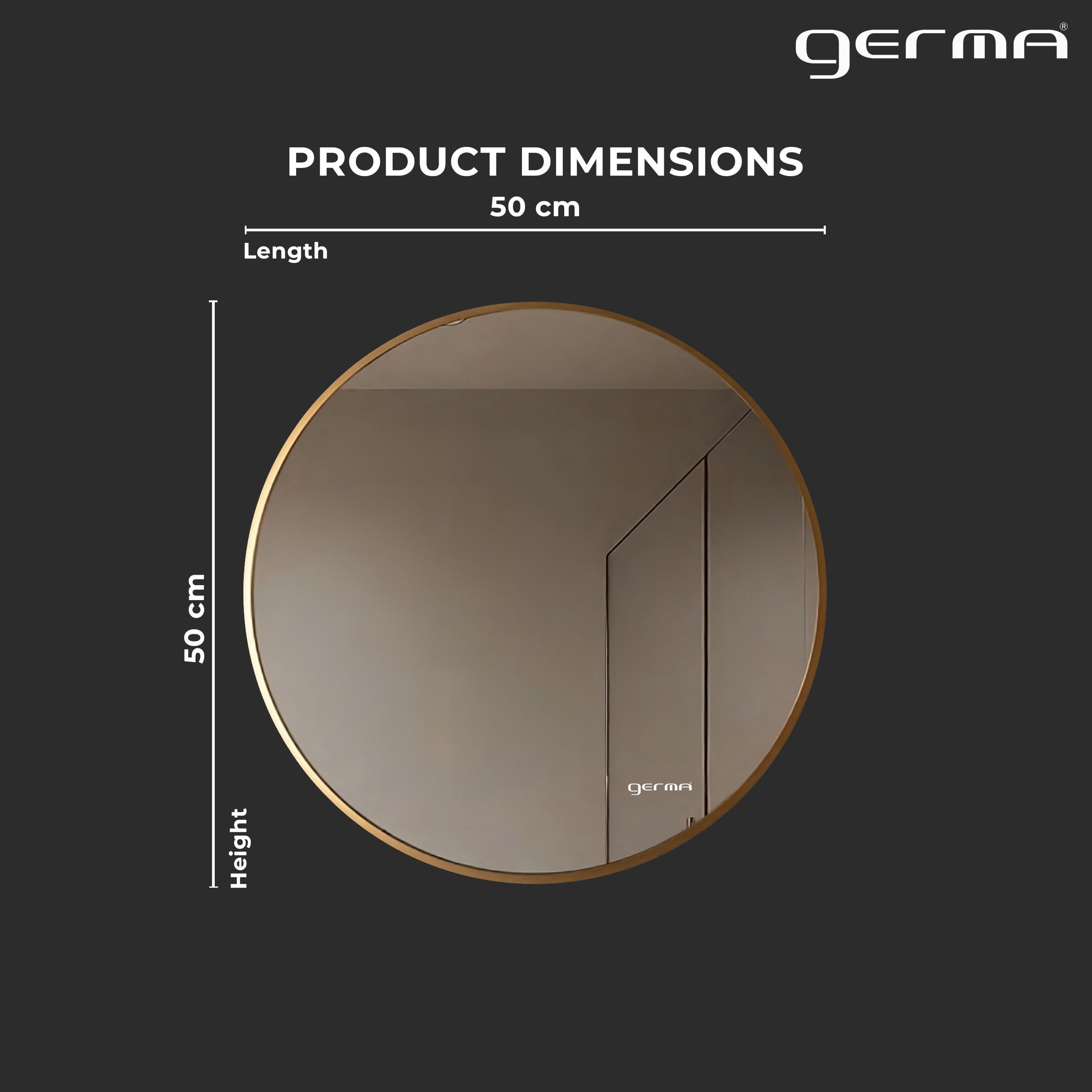 Aluminum Frame Mirror - Round Shape 50cm x 50cm