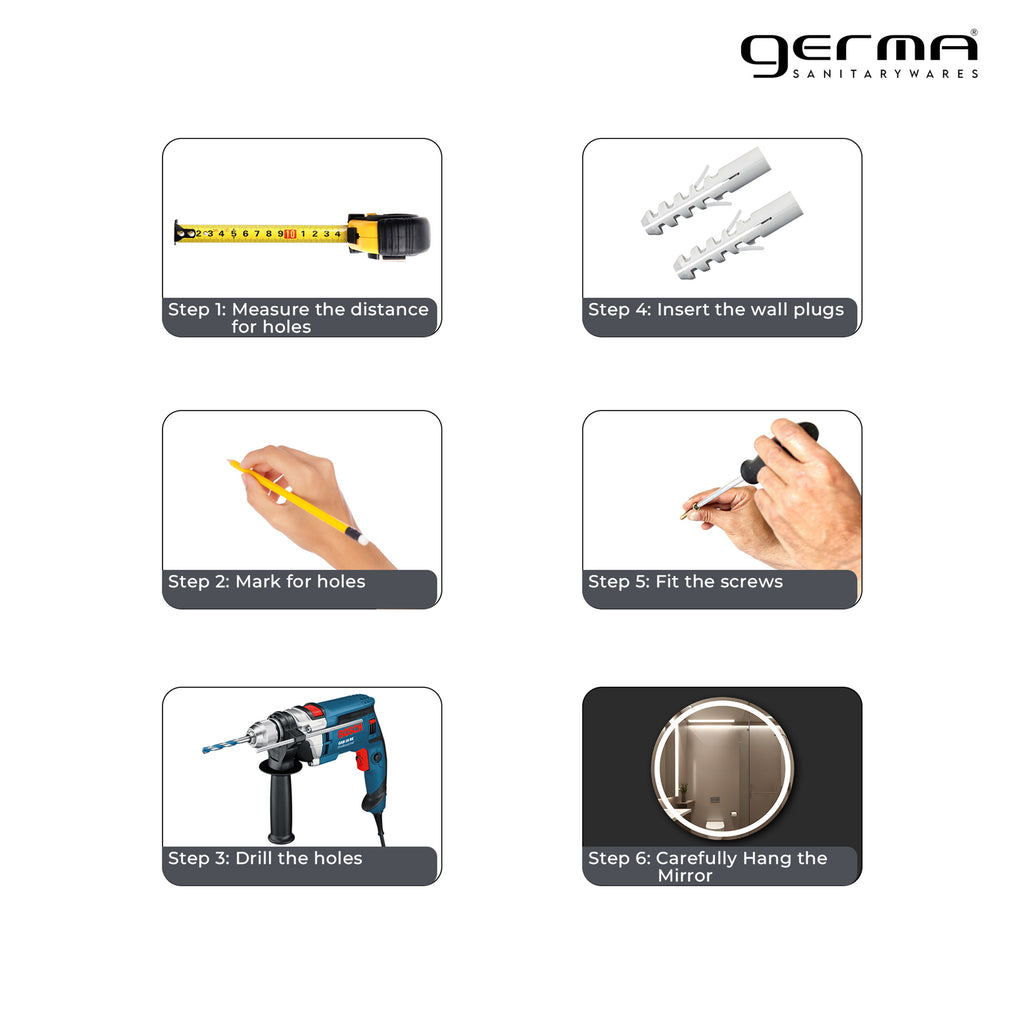 Germa Round Frosted Wall Mounted Frameless Mirror with Beveled Edges/Wall Mirror for Bathroom/Living Room/Bed Room/Dressing Room (24x24inch)