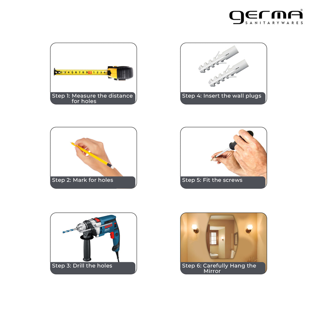 Germa Semi-Oval Rectangular Wall Mounted Frameless Mirror with Beveled Edges/Wall Mirror for Bathroom/Living Room/Bed Room/Dressing Room – 18x24inch