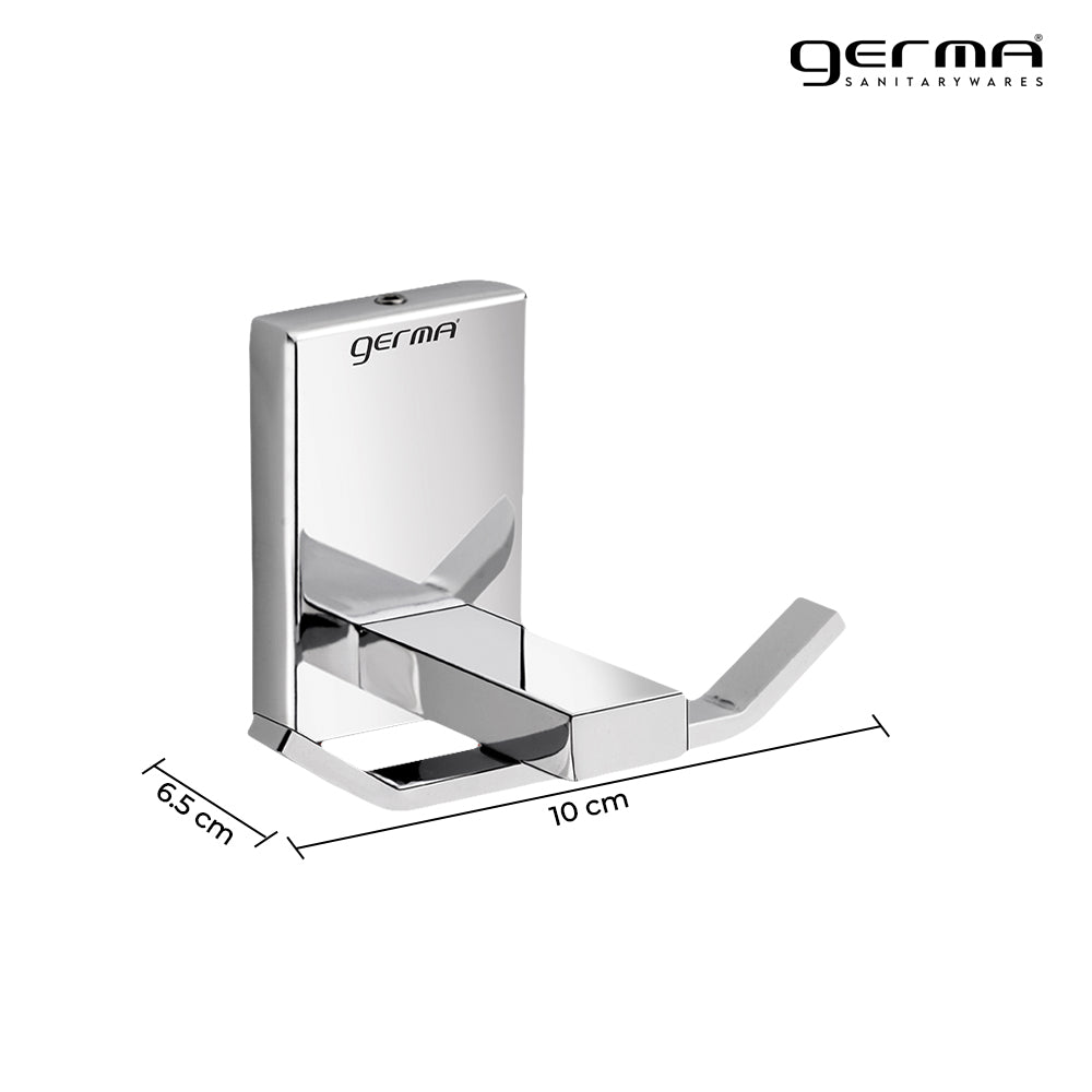 Germa Sanitarywares 304 Stainless Steel Robe Hook for Bathroom | Double Side Cloth Hook Stand Holder| Cloth and Towel Hanger | Robe Hook| Bathroom Accessories (Chrome)