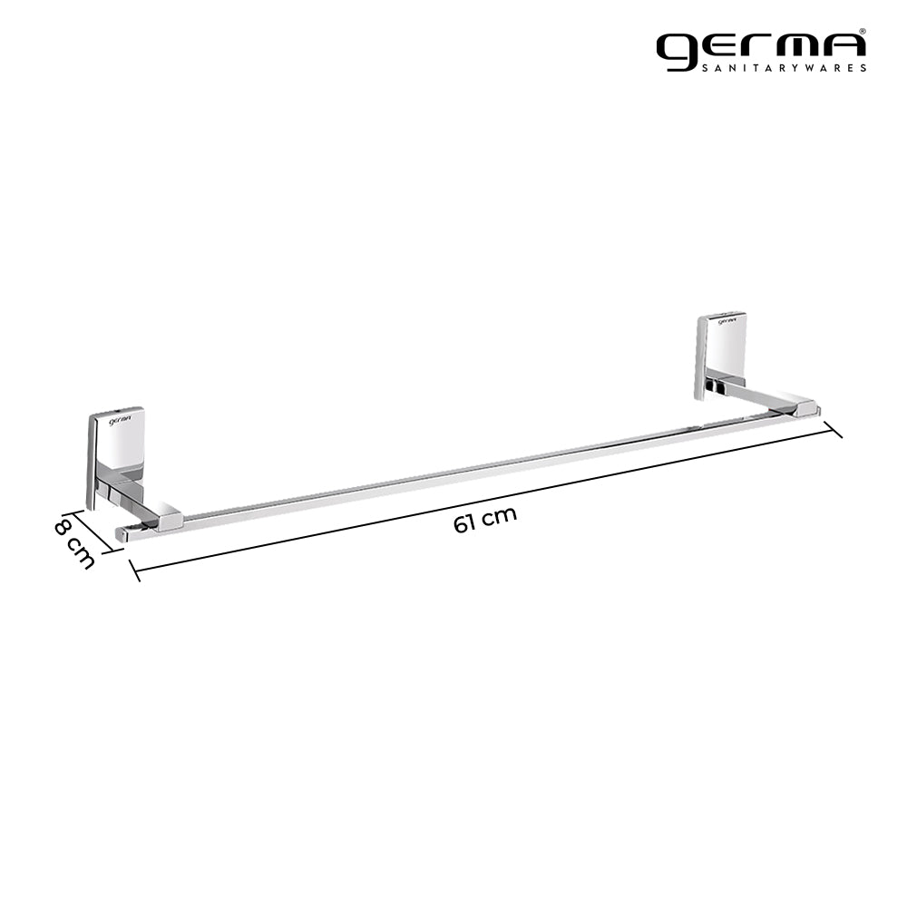Germa Sanitarywares 304 Stainless Steel Towel Hanger for Bathroom | Towel Rail for Wash Room | Towel Rod | Towel Bar | Bathroom Accessories (Chrome)