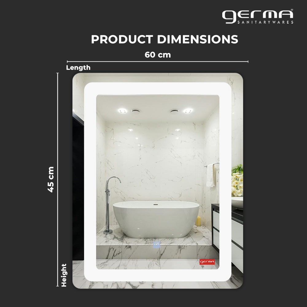 Germa Curve Edge LED Mirror for Bathroom with 3Lights Color Tone and Touch Sensor/Designer Mirror for Living&Bed Room/Dimmable and Memory Function Wall Mirror-Rectangle Shape 18x24Inch