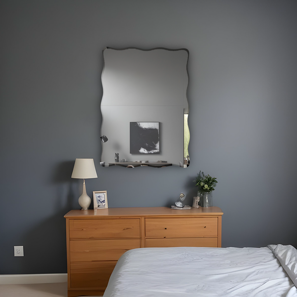 Germa Rectanglur Wall Mounted Frameless Mirror with Beveled Edges/Wall Mirror for Bathroom/Living Room/Bed Room/Dressing Room (60cm x 45cm)