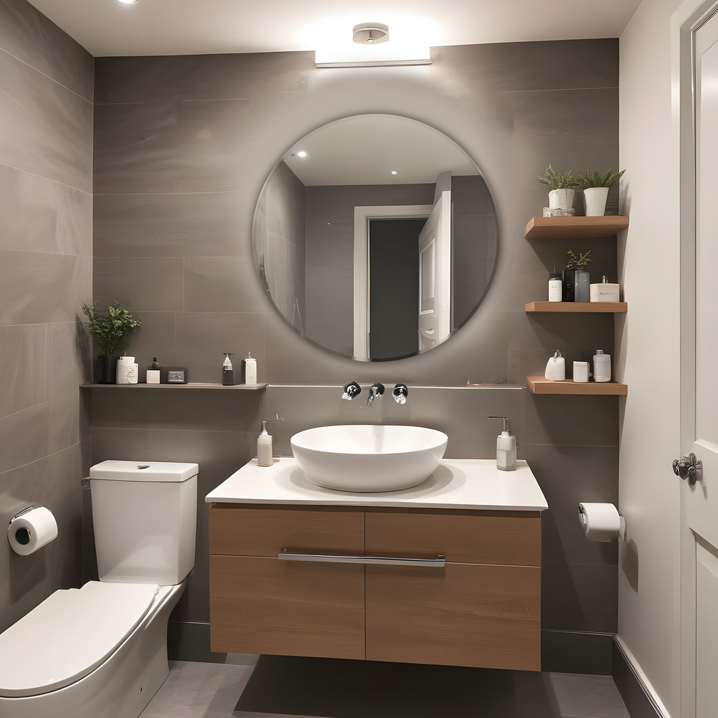 Germa Sanitarywares Round Wall Mounted Frameless Mirror with Beveled Edges/Wall Mirror for Bathroom/Living Room/Bed Room/Dressing Room – 24x24inch