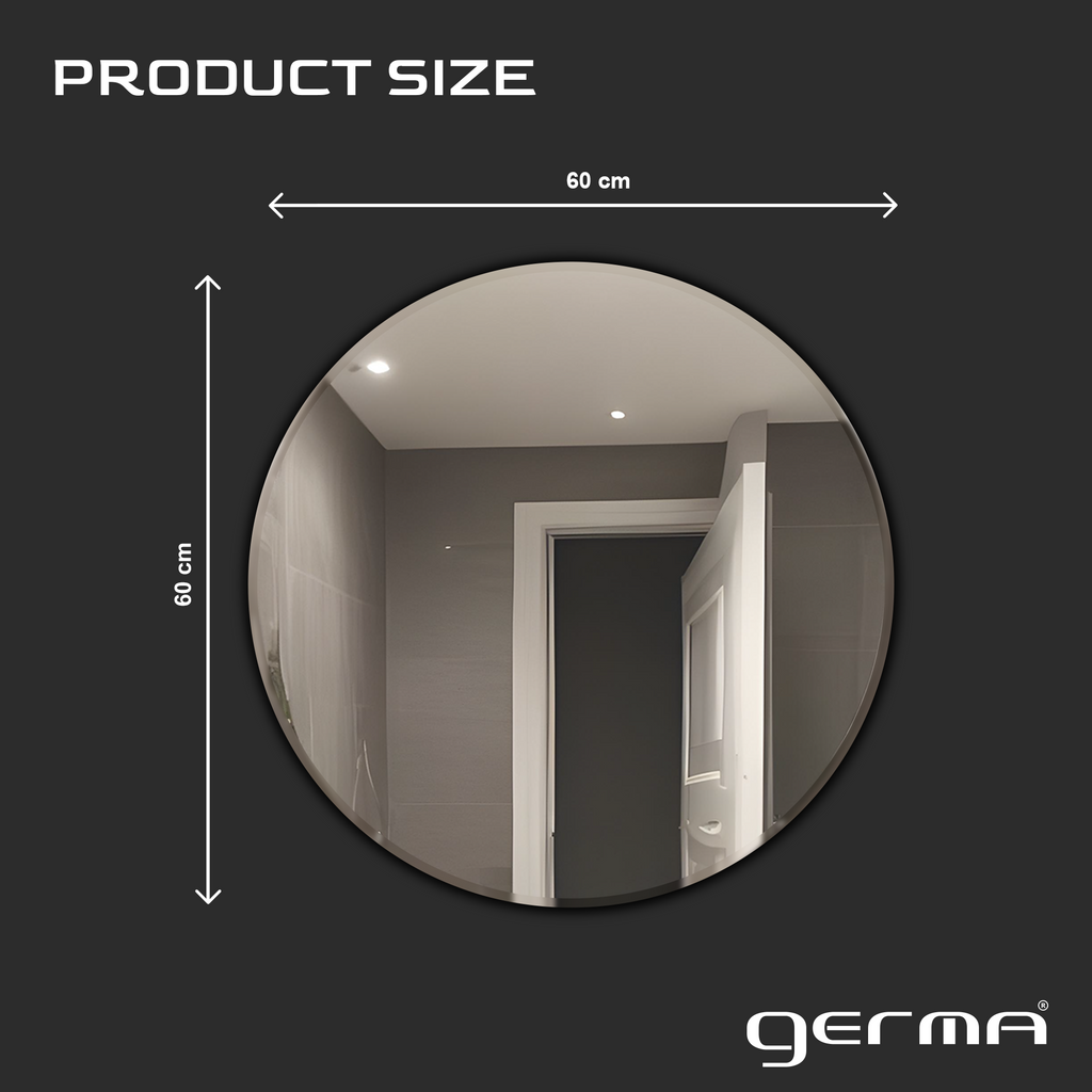 Germa Sanitarywares Round Wall Mounted Frameless Mirror with Beveled Edges/Wall Mirror for Bathroom/Living Room/Bed Room/Dressing Room – 24x24inch