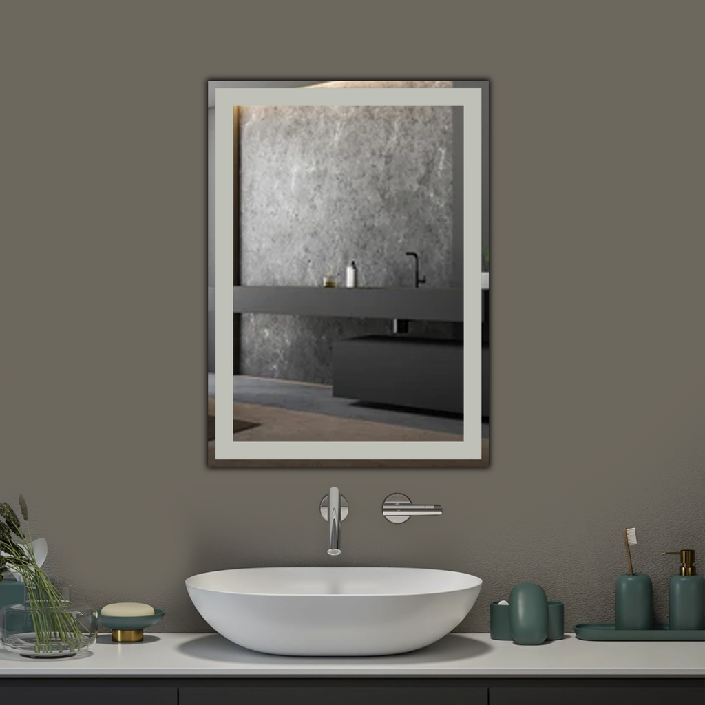 Germa Rectangular Frosted Wall Mounted Frameless Mirror with Beveled Edges/Wall Mirror for Bathroom/Living Room/Bed Room/Dressing Room (18x24inch)