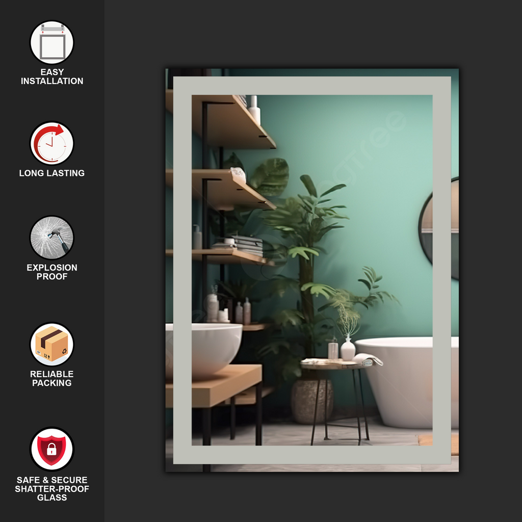 Germa Rectangular Frosted Wall Mounted Frameless Mirror with Beveled Edges/Wall Mirror for Bathroom/Living Room/Bed Room/Dressing Room (18x24inch)