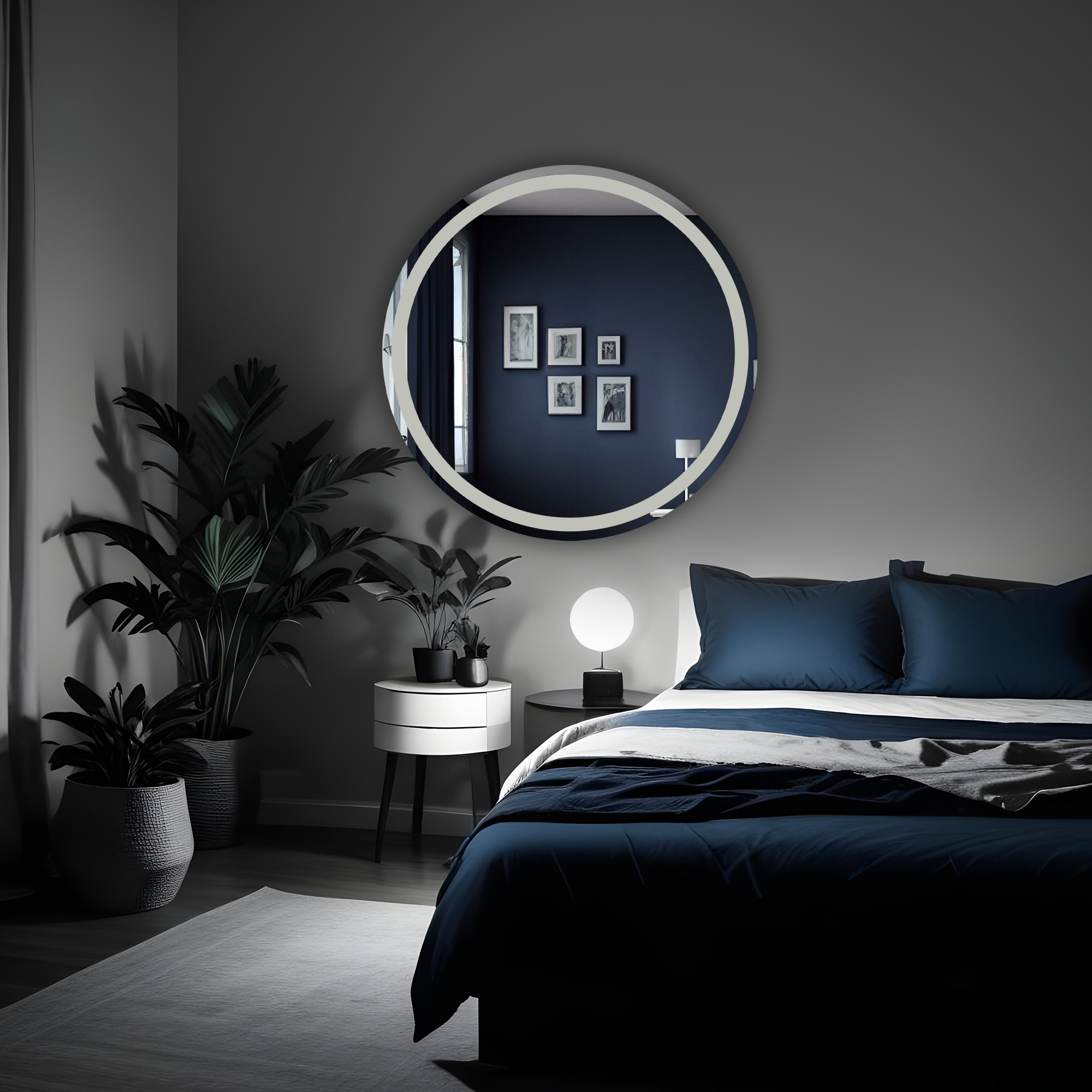 Germa Round Frosted Wall Mounted Frameless Mirror with Beveled Edges/Wall Mirror for Bathroom/Living Room/Bed Room/Dressing Room (24x24inch)