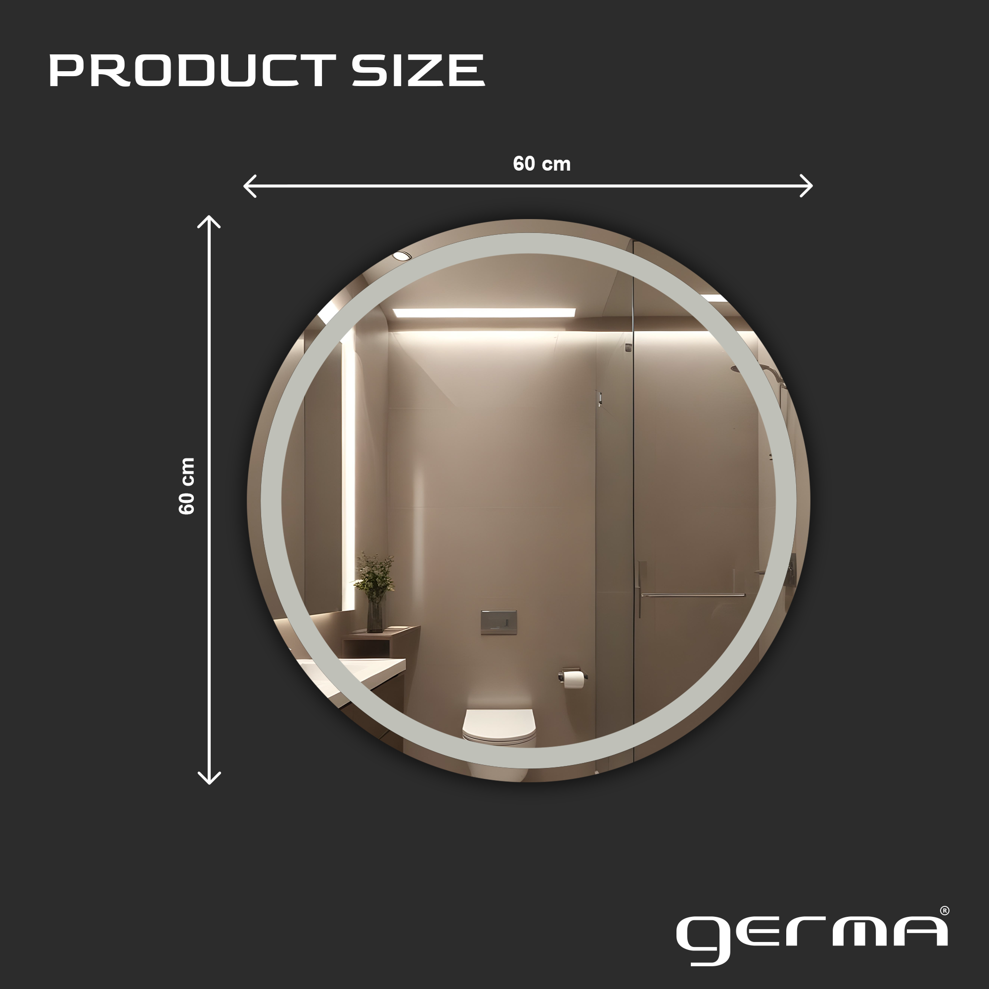 Germa Round Frosted Wall Mounted Frameless Mirror with Beveled Edges/Wall Mirror for Bathroom/Living Room/Bed Room/Dressing Room (24x24inch)