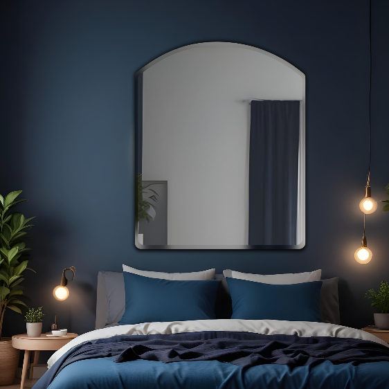 Germa Semi-Round Rectangular Wall Mounted Frameless Mirror with Beveled Edges/Wall Mirror for Bathroom/Living Room/Bed Room/Dressing Room – 18x24inch