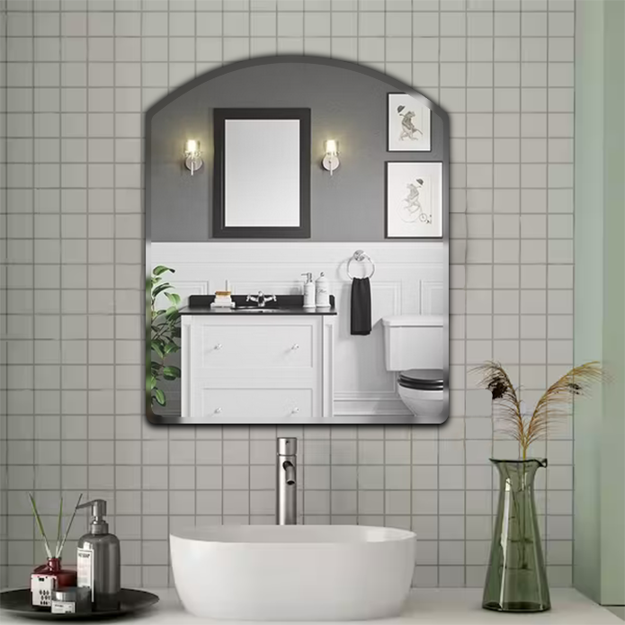 Germa Semi-Round Rectangular Wall Mounted Frameless Mirror with Beveled Edges/Wall Mirror for Bathroom/Living Room/Bed Room/Dressing Room – 18x24inch