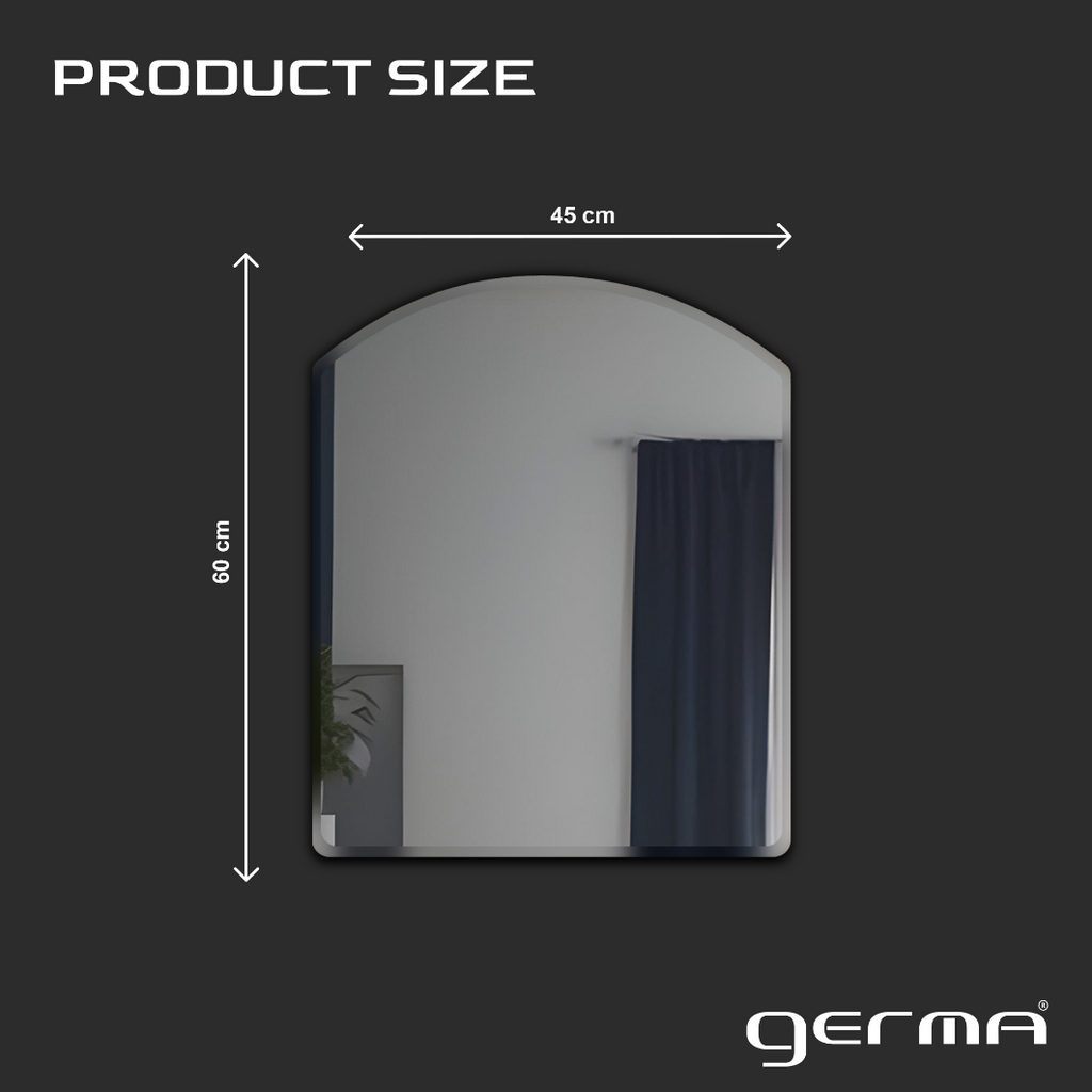 Germa Semi-Round Rectangular Wall Mounted Frameless Mirror with Beveled Edges/Wall Mirror for Bathroom/Living Room/Bed Room/Dressing Room – 18x24inch