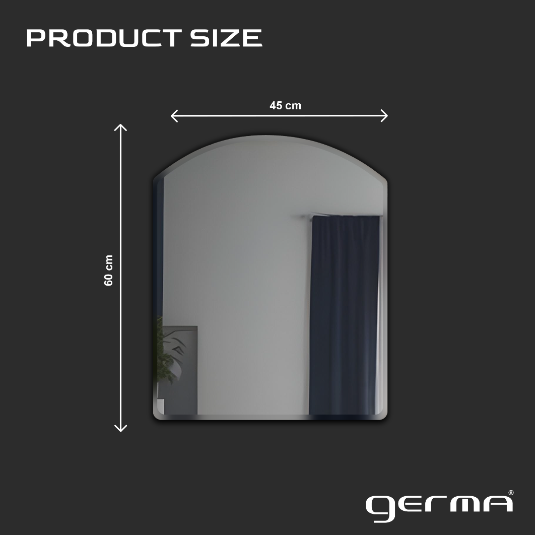 Germa Semi-Round Rectangular Wall Mounted Frameless Mirror with Beveled Edges/Wall Mirror for Bathroom/Living Room/Bed Room/Dressing Room – 18x24inch